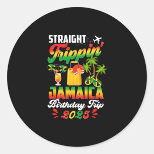 Pegatina Redonda Viaje Recto Vacaciones en Jamaica 2025 Cumpleaños