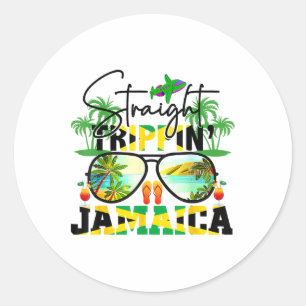 Pegatina Redonda Viaje Recto Vacaciones en Jamaica 2025 Cumpleaños