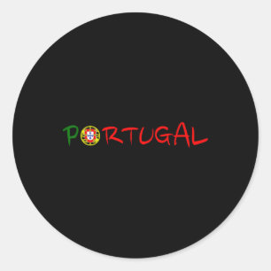 Pegatina Redonda Viaje Vacaciones Portugal Orgullo Ibérico Bandera 
