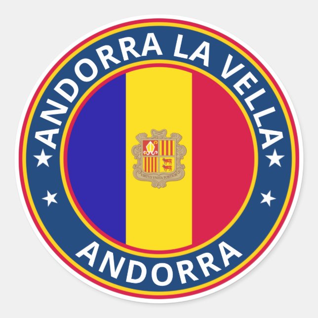 Pegatina Redonda Viajero Global - Andorra La Vella, Andorra Sticke (Anverso)