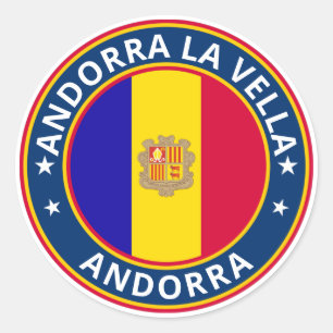 Pegatina Redonda Viajero Global - Andorra La Vella, Andorra Sticke