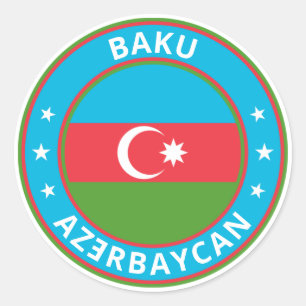 Pegatina Redonda Viajero global - Bakú, Azǝ Rbaycan Azerbaiyán