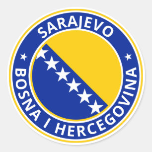 Pegatina Redonda Viajero global - Sarajevo, Bosnia y Herzegovina