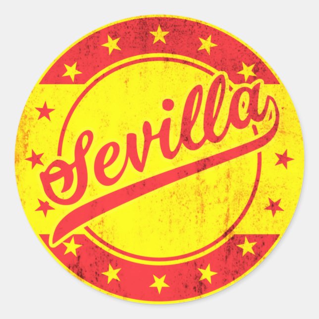 Pegatina Redonda Viajero Global - Sevilla, España (Anverso)