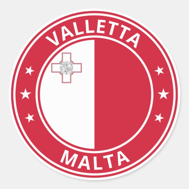 Pegatina Redonda Viajero global - Valletta, Malta (Anverso)