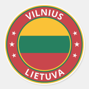 Pegatina Redonda Viajero global - Vilnius, Lietuva   Lituania