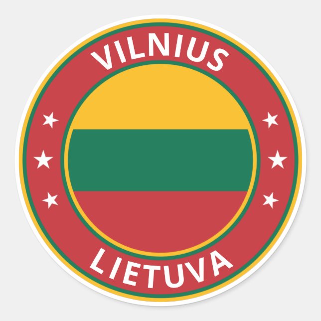 Pegatina Redonda Viajero global - Vilnius, Lietuva | Lituania (Anverso)