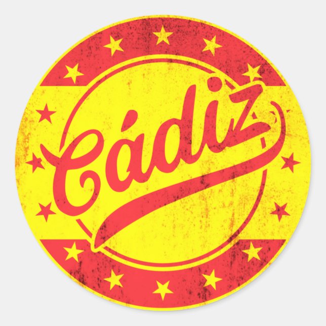 Pegatina Redonda Viajero Mundial - Cádiz, España (Anverso)