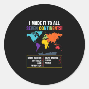 Pegatina Redonda Viajero Mundial Club de los Siete Continentes Mapa