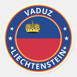 Pegatina Redonda Viajero Mundial - Vaduz, Liechtenstein