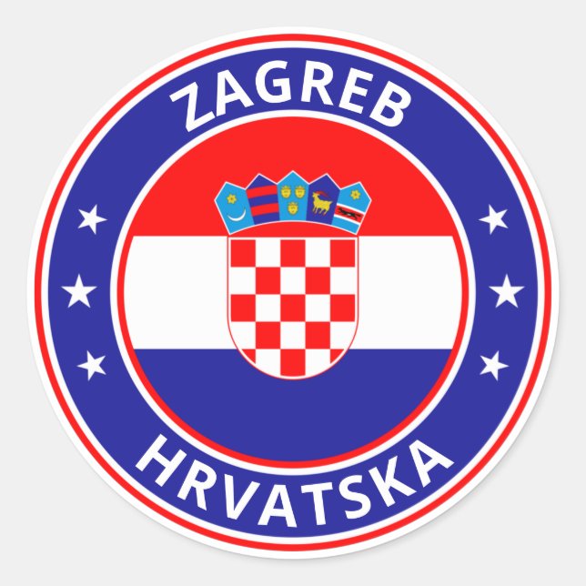 Pegatina Redonda Viajero Mundial - Zagreb, Hrvatska | Croacia (Anverso)