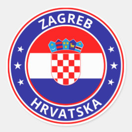 Pegatina Redonda Viajero Mundial - Zagreb, Hrvatska | Croacia