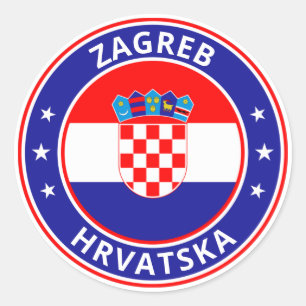 Pegatina Redonda Viajero Mundial - Zagreb, Hrvatska   Croacia
