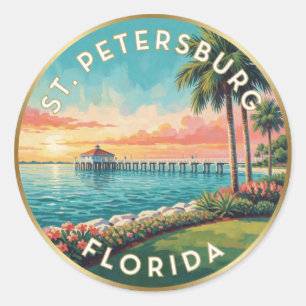 Pegatina Redonda Viajes a San Petersburgo, Florida, Golfo