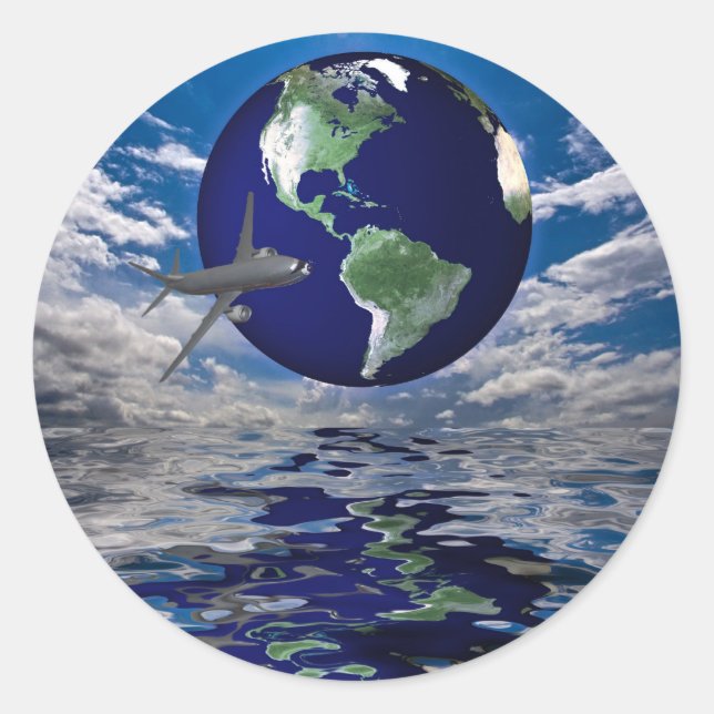 Pegatina Redonda Viajes aéreos (Anverso)