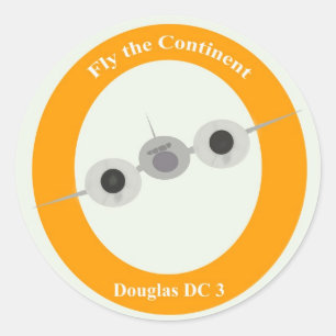 Pegatina Redonda Viajes aéreos de época