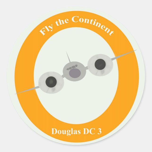 Pegatina Redonda Viajes aéreos de época (Anverso)