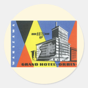 Pegatina Redonda Viajes antiguos Europa, Varsovia (Warszawa), Polon