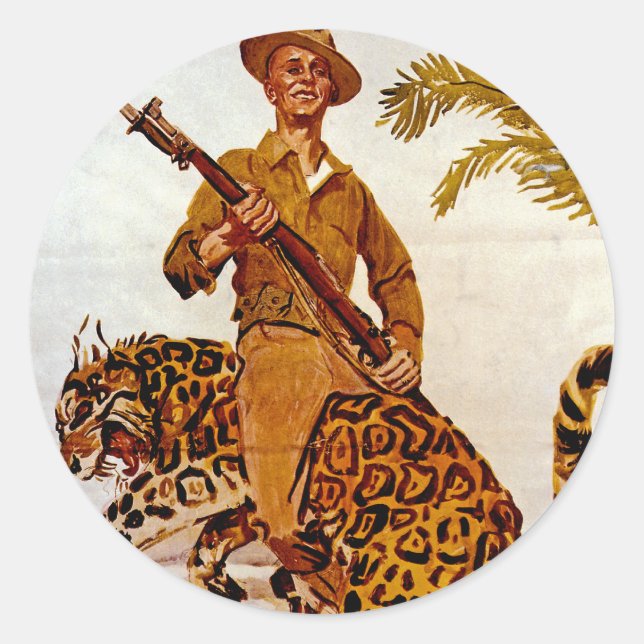 Pegatina Redonda ¿Viajes? ¿Aventura? ¡Únete a los marines! (Anverso)