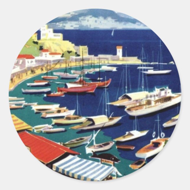 Pegatina Redonda Viajes de época Atenas Grecia (Anverso)