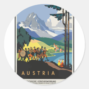 Pegatina Redonda Viajes de época Austria