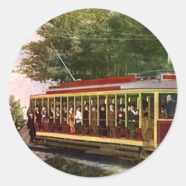 Pegatina Redonda Viajes de época y tranvía eléctrica
