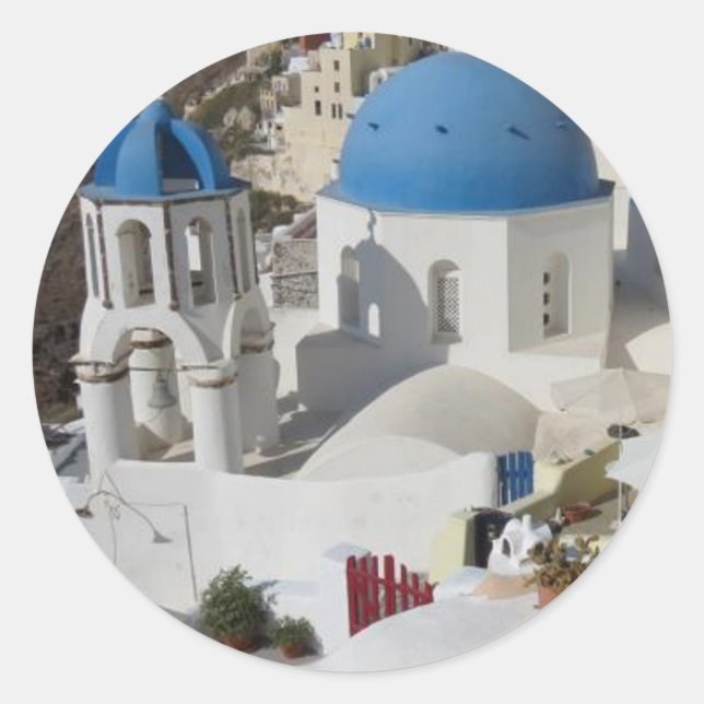 Pegatina Redonda Viajes de Mykonos Grecia (Anverso)