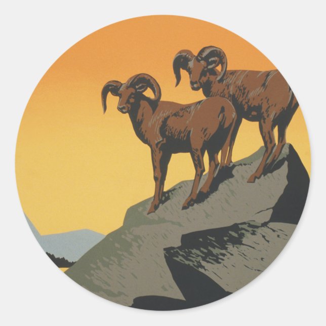 Pegatina Redonda Viajes de vida silvestre en los parques nacionales (Anverso)