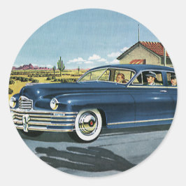 Pegatina Redonda Viajes familiares de moda, gasolinera de última op