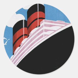 Pegatina Redonda Viajes por CA y Union Lines