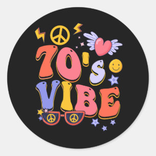 Pegatina Redonda Vibe Costume de los 70 conjunto Fiesta Groovy Hipp