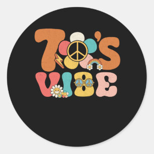 Pegatina Redonda Vibe de los 70 y los 70: Disfraces de paz, Hippie 