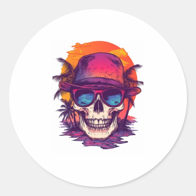 Pegatina Redonda Vibe Tropical Skull (Anverso)