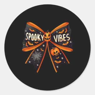 Pegatina Redonda Vibes Coquette Bow Groovy Halloween Mujeres Chicas