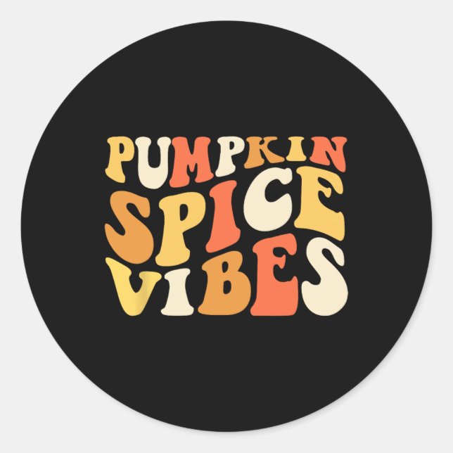 Pegatina Redonda Vibes de especias de calabaza Retro de vibraciones (Anverso)