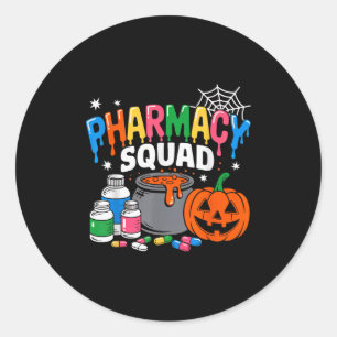 Pegatina Redonda Vibes De Halloween Para Farmacéuticos Y