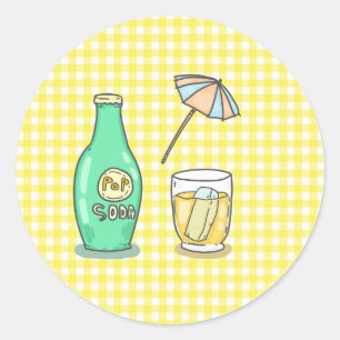 Pegatina Redonda Vibes de soda pop de verano - bebida Personalizado