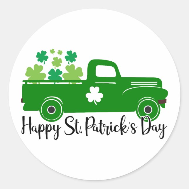 Pegatina Redonda Vibes de suerte - ¡Feliz Día de San Patricio! 🍀 ✨ (Anverso)
