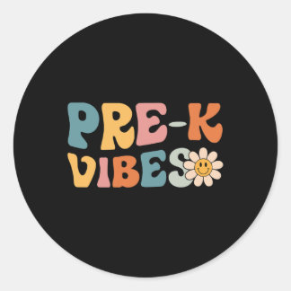 Pegatina Redonda Vibes - Equipo Preescolar Retro Primer Día De Sch