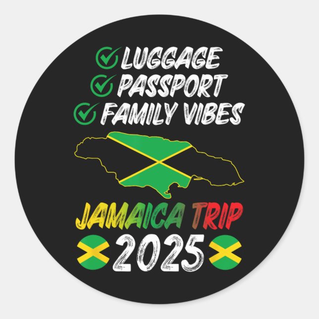 Pegatina Redonda Vibes familiares Jamaica Vibes Vip 2025 Jamaica Va (Anverso)