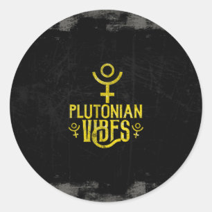 Pegatina Redonda Vibes Plutonianas Escorpio Astrología Zodiac Plutó