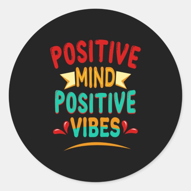 Pegatina Redonda Vibes positivas de mente positiva (Anverso)