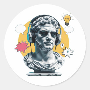 Pegatina Redonda Vibes romanas - Poster de arte moderno