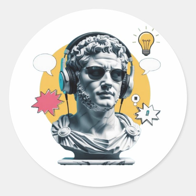 Pegatina Redonda Vibes romanas - Poster de arte moderno (Anverso)