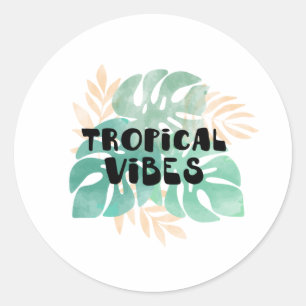 Pegatina Redonda Vibes tropicales