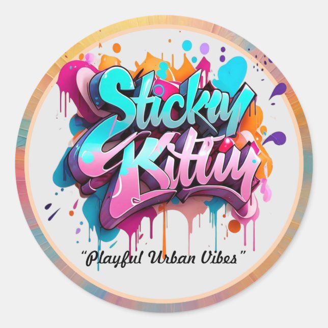 Pegatina Redonda "Vibes urbanas dramáticas" (Anverso)