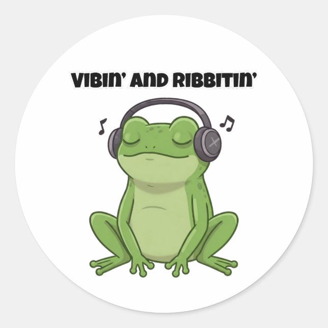 Pegatina Redonda Vibin’ y Ribbitin’ (Anverso)