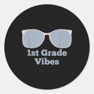 Pegatina Redonda Vibraciones de 1er Grado - De vuelta a la escuela