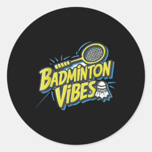 Pegatina Redonda Vibraciones de bádminton Shuttle