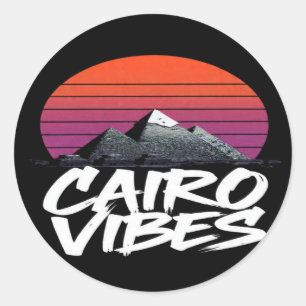 Pegatina Redonda Vibraciones de El Cairo Antiguo Estilo Callejero